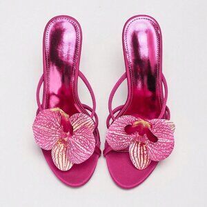 Hot Pink Sexy Women's Metallic High Heel Stiletto Sandals